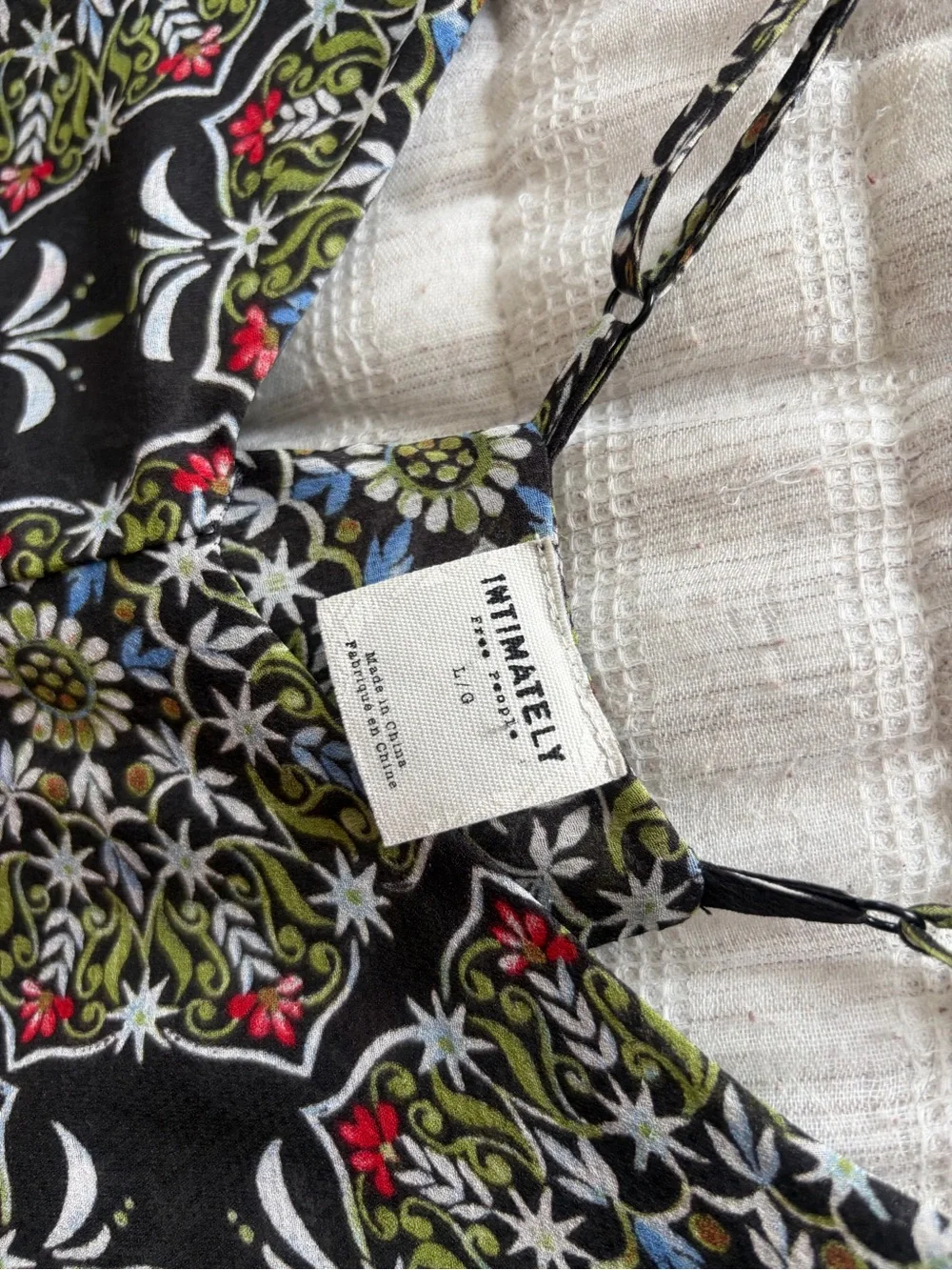 Intimately Free People Black Floral Tile Print V-Neck Cami